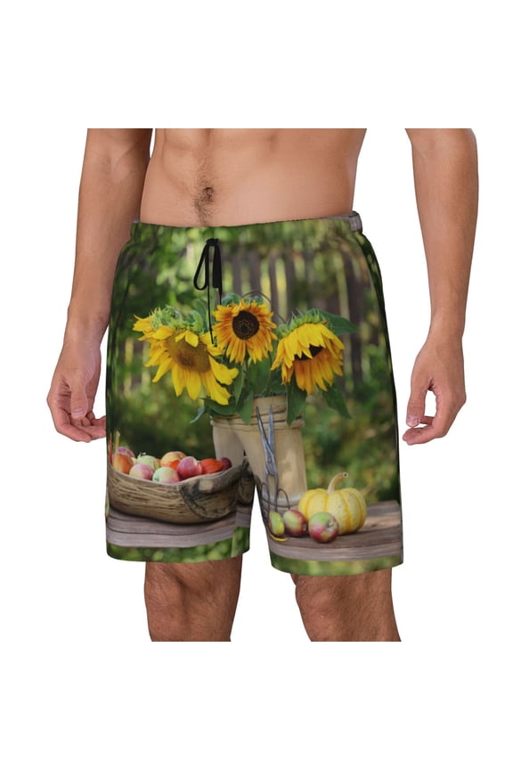 Vintage Wooden Bucket Print Men's Swim Shorts,Quick-Dry Double-Layer Swim Trunks,Board Trunks,Beach Shorts Swimwear Bathing Suits-3X-Large
