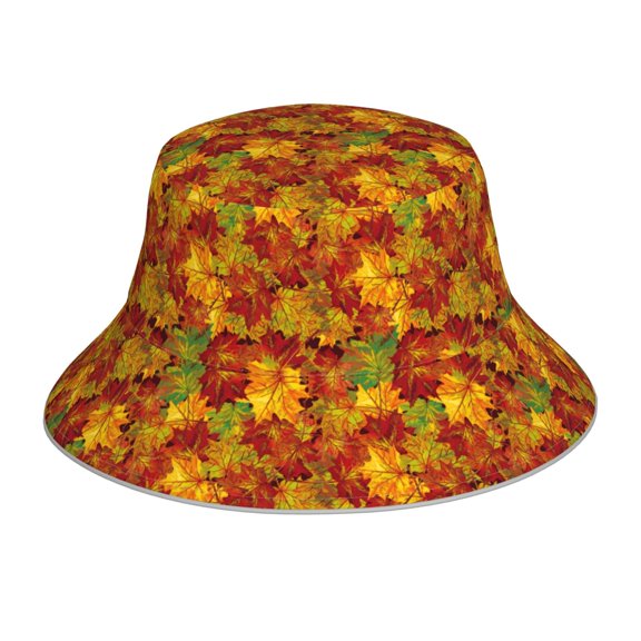 Fuzoiu Vintage maple leaf autumn Print Reflective Bucket Hat,Outdoor Hat for Men and Women,Bucket Hat for Travel Fishing Hunting Summer Camp