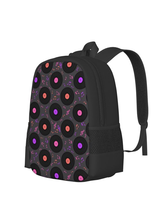 Vinyl Records Musical Notes Print Large Capacity Backpack,Travel Backpack,Laptop Bag,College School Rucksack Bag,for School, Travel & Outdoor Activities
