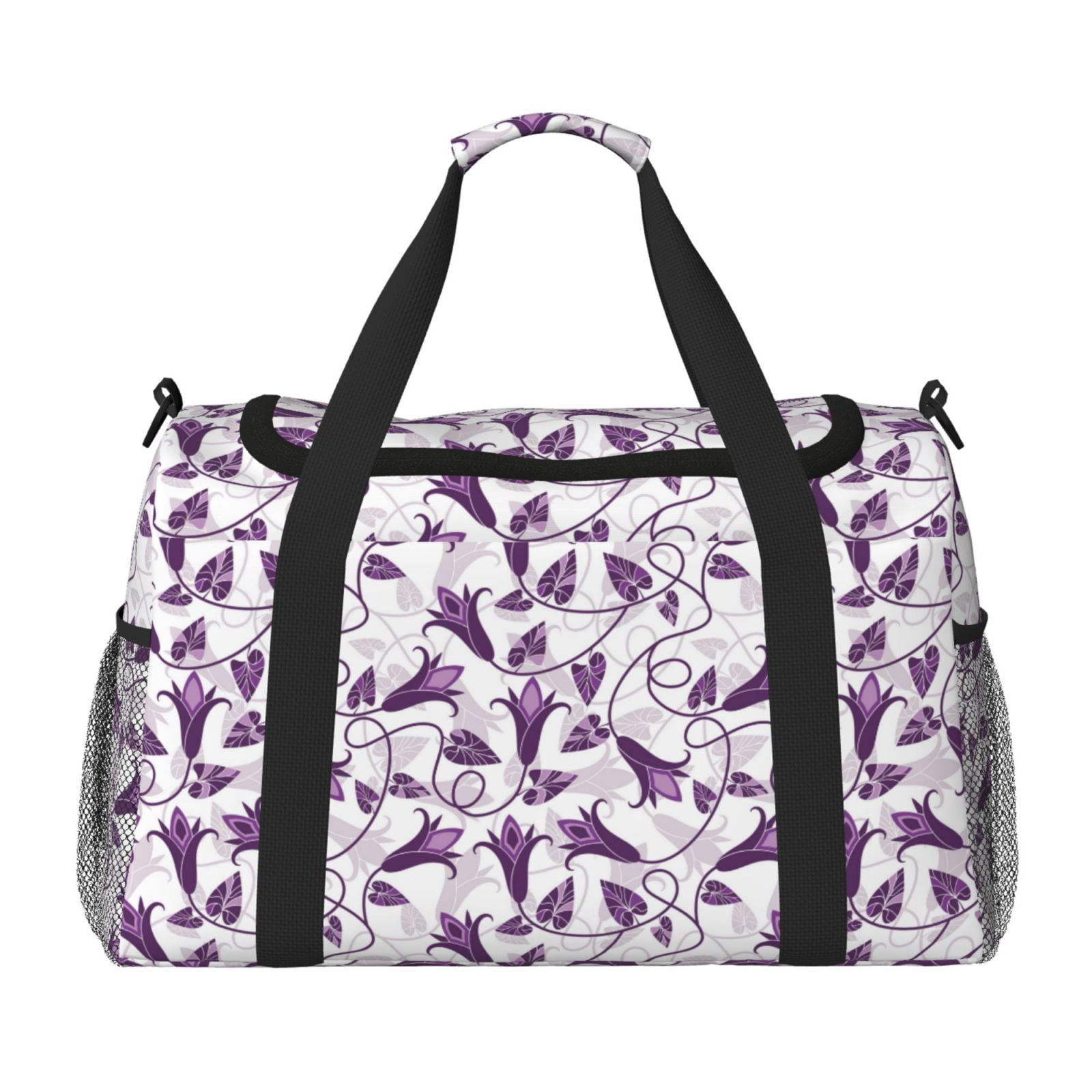 Fuzoiu Violets Flowers Print Travel Duffle Bag,Carry On Tote Bags,Duffel Bag,Sport Gym Bag, Hospital Bag for Labor and Delivery, Overnight Bag,Luggage Bag