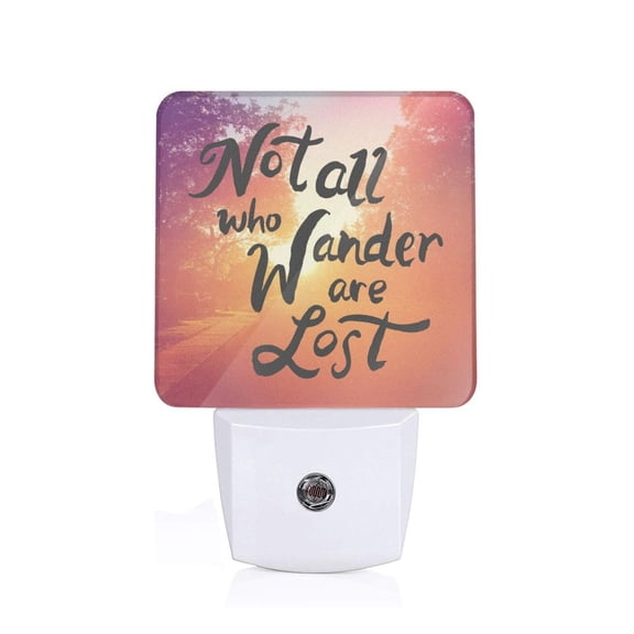 Fuzoiu Not All Who Wander Are Lost Print Dusk to Dawn LED Night Light with Light Sensor, Energy-Efficient Touch-Safe Night Lamp for Home, Office, and Kids' Rooms-US