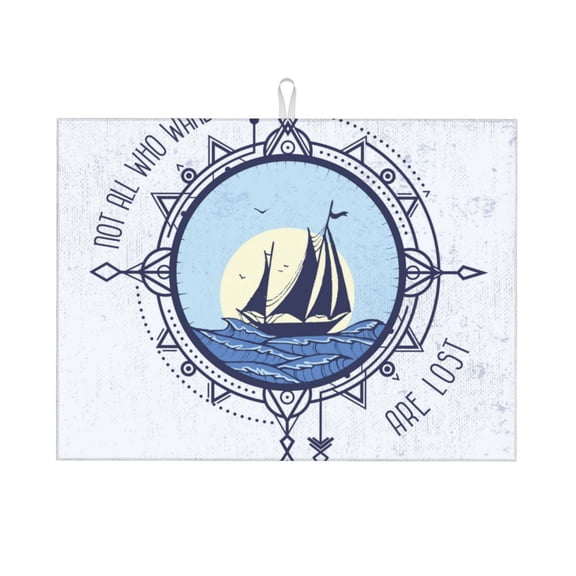 Fuzoiu Not All Who Wander Are Lost2 Print Absorbent, Reversible Microfiber Dish Drying Mat for Kitchen, Dish Drying Pad for Dishes, Utensils, Pots and Pans, Extra Large 18 Inch x 24 Inch