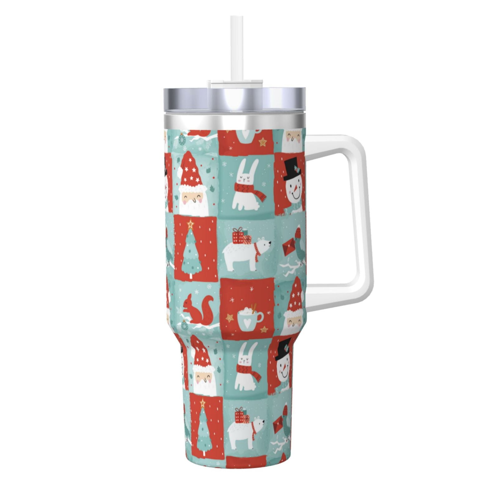 Fuzoiu Warm Christmas Memories Print 40OZ Ice Bully Stainless Steel Insulated Cup with Handle ...