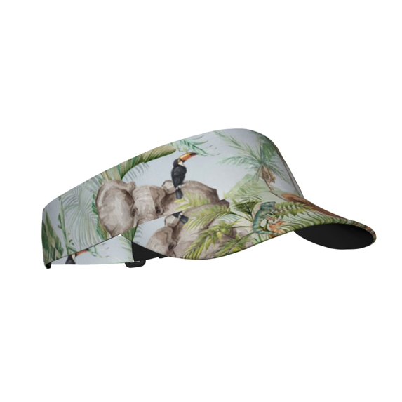Fuzoiu Watercolor African Animals Wildlife Print Adult Sunscreen Visor Cap,Adjustable Summer Cap for Men Women,Unisex Running Outdoor Beach Hat