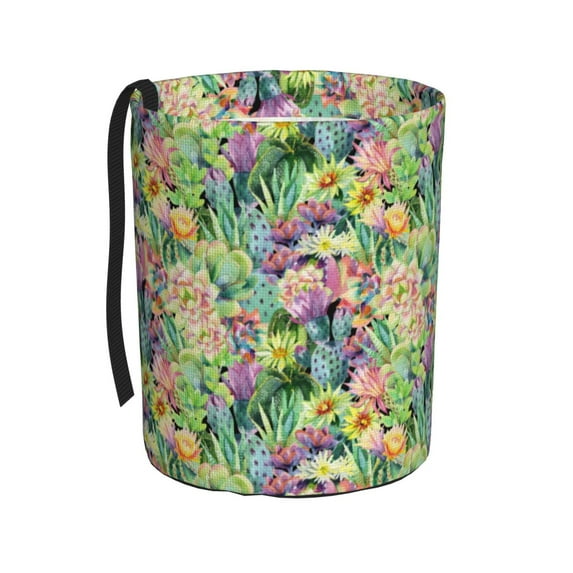 Fuzoiu Watercolor Blooming Cactus Print Car Trash Can,Leakproof Car Trash Can,Hanging Garbage Bin,Vehicle Trash Can, Suitable for Sedans, SUVs, MPVs & Trucks