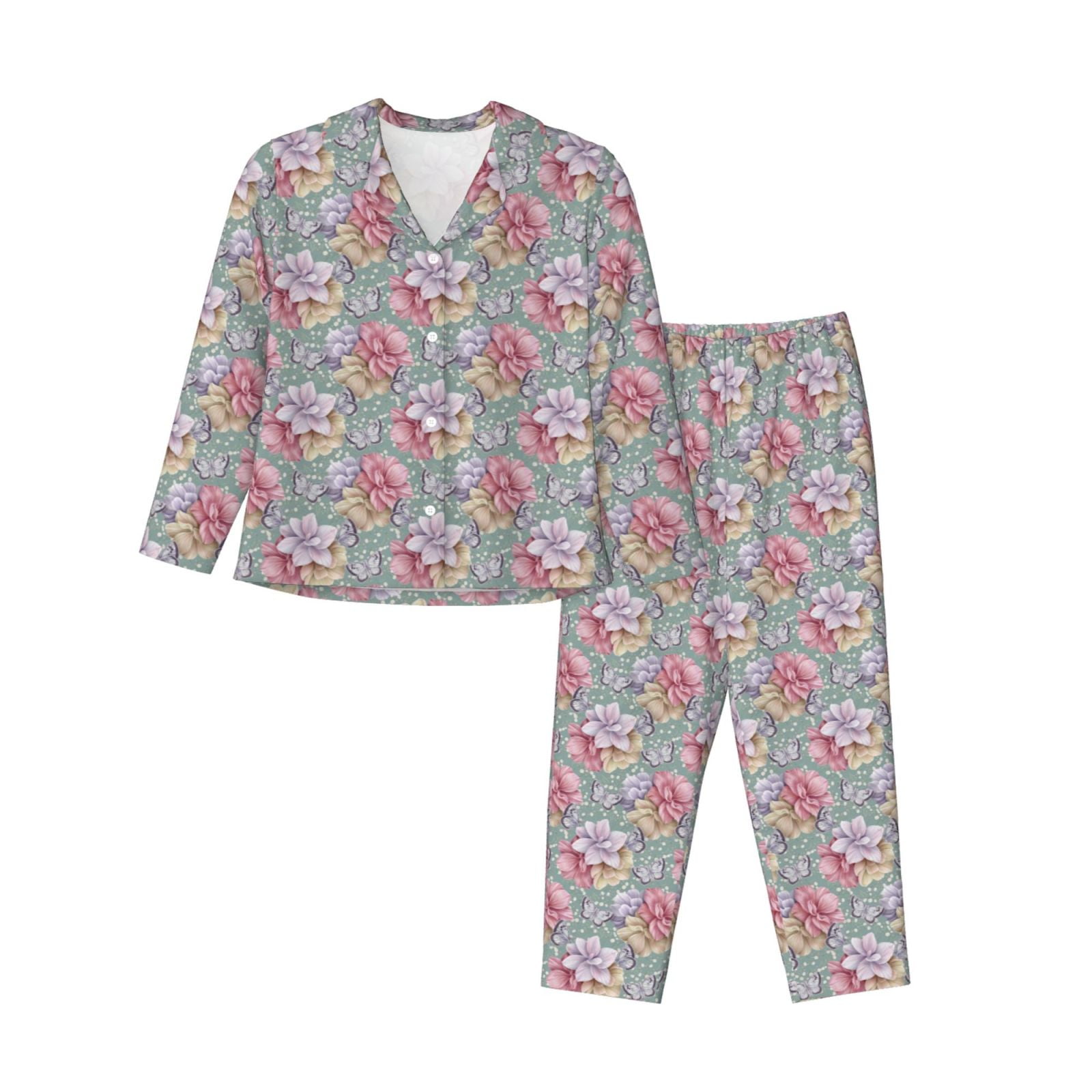 Girl's Print Bamboo Long Sleeve Pajama Set - Feather Nautical Floral main image 1