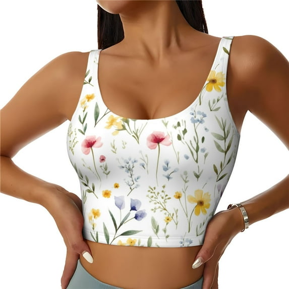 Fuzoiu Watercolor Floral A Print Women's Sports Vest,U-Back Sports Tank,Gym Vests,Athletic Sleeveless Shirts,Exercise Undershirts,Yoga, Gym, and Dance Wear-XX-Large