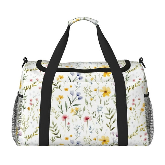Fuzoiu Watercolor Floral A Print Travel Duffle Bag,Carry On Tote Bags,Duffel Bag,Sport Gym Bag, Hospital Bag for Labor and Delivery, Overnight Bag,Luggage Bag