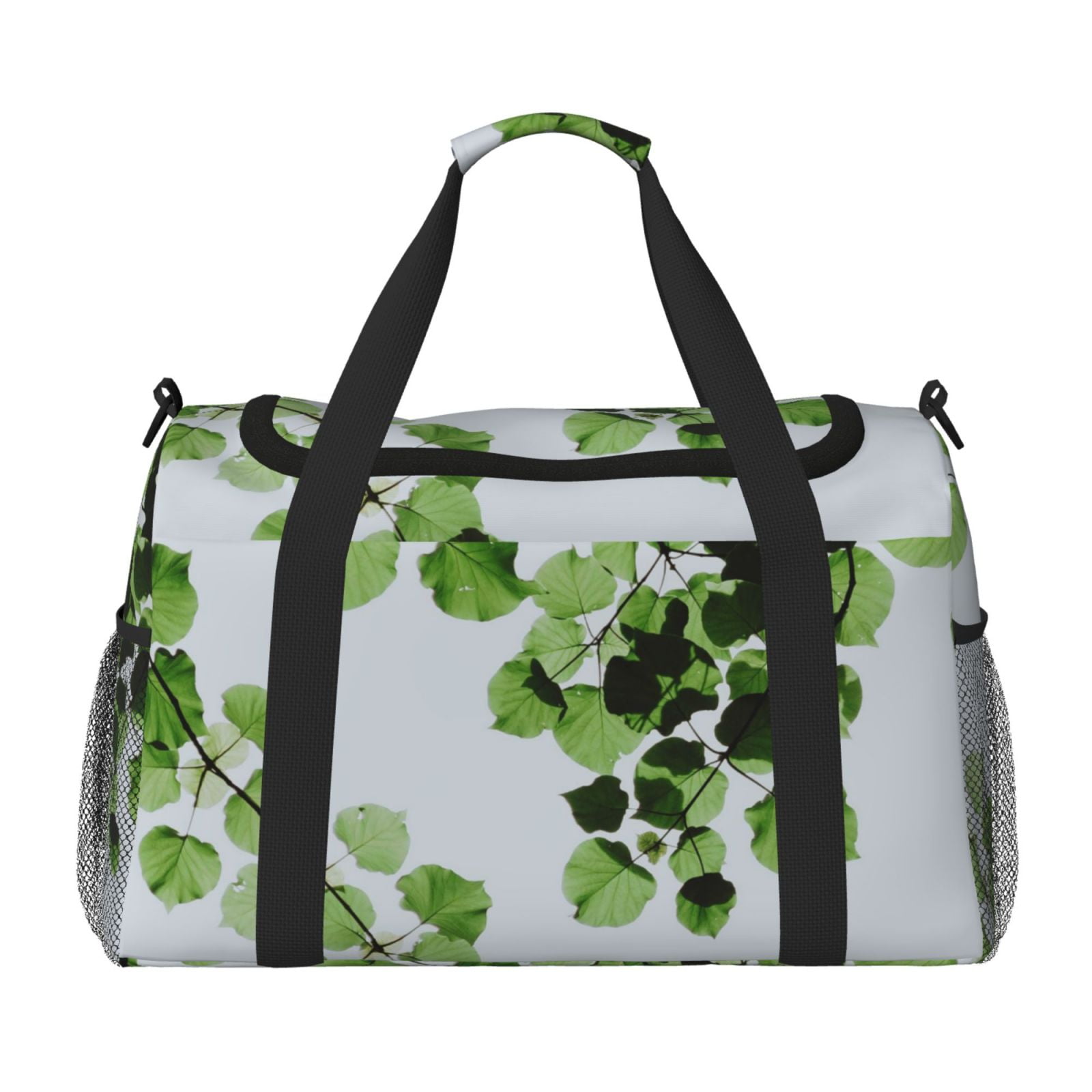 Fuzoiu Watercolor Green Leaves Print Travel Duffle Bag,Carry On Tote Bags,Duffel Bag,Sport Gym Bag, Hospital Bag for Labor and Delivery, Overnight Bag,Luggage Bag