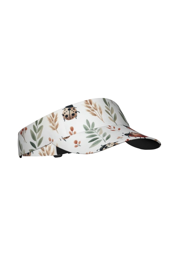 Watercolor Ladybug Print Adult Sunscreen Visor Cap,Adjustable Summer Cap for Men Women,Unisex Running Outdoor Beach Hat