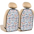 thumbnail image 1 of Fuzoiu Watercolor Nautical Print 2 Pack Kick Mat Back Seat Protector With 3 Storage Pockets, Universal Car Seat Back Organizer For Kids Pets, Waterproof Backseat Protector For Most Car, 1 of 8