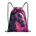 thumbnail image 1 of Fuzoiu Watercolor Painting White Horse Print Drawstring Backpack for Gym, Travel, Yoga,Sports Sackpack String Bag for Women Men-Medium, 1 of 6