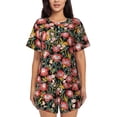 thumbnail image 1 of Fuzoiu Watercolor Red Wildflowers Print Women's Short-Sleeved Pajama Set,Lounge Sleepwear Set,Womens Pajama Sets 2 Piece,Button-Up Top and Shorts with Pockets-Large, 1 of 7