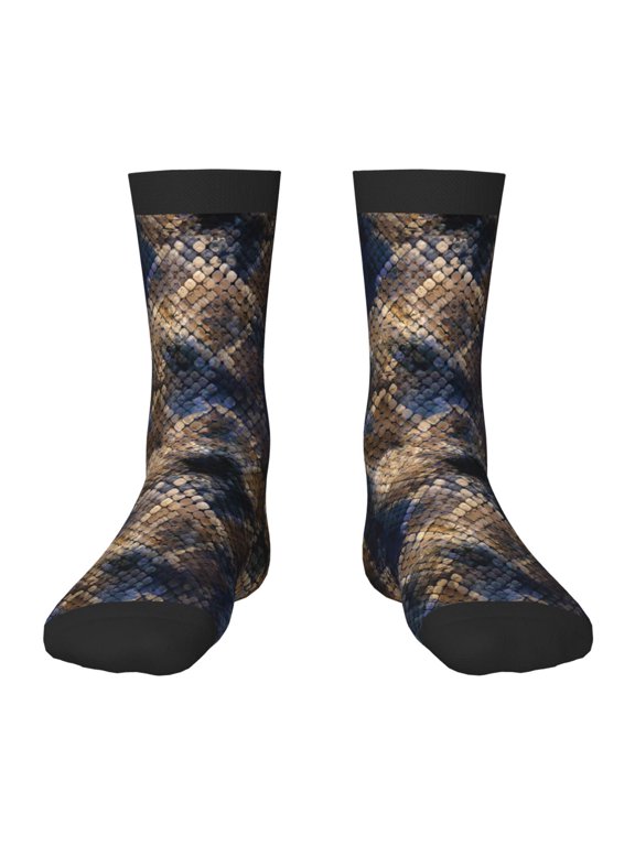 Watercolor Snake Skin Print Kids Socks For Boys Girls,Grip Crew Socks with Non Slip,Lightweight Stretch Crew Socks,Toddlers Crew Boot Socks