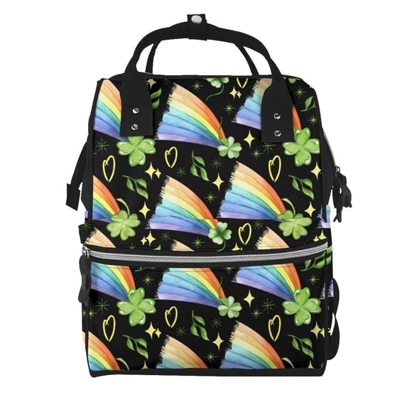 Fuzoiu Watercolor St Patrick Day Print Diaper Bag Backpack,Baby Essentials Travel Tote,Multi function Waterproof Diaper Bag, Travel Essentials Baby Bag - Unisex