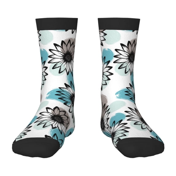 Fuzoiu Watercolor Sunflower Print Kids Socks For Boys Girls,Grip Crew Socks with Non Slip,Lightweight Stretch Crew Socks,Toddlers Crew Boot Socks