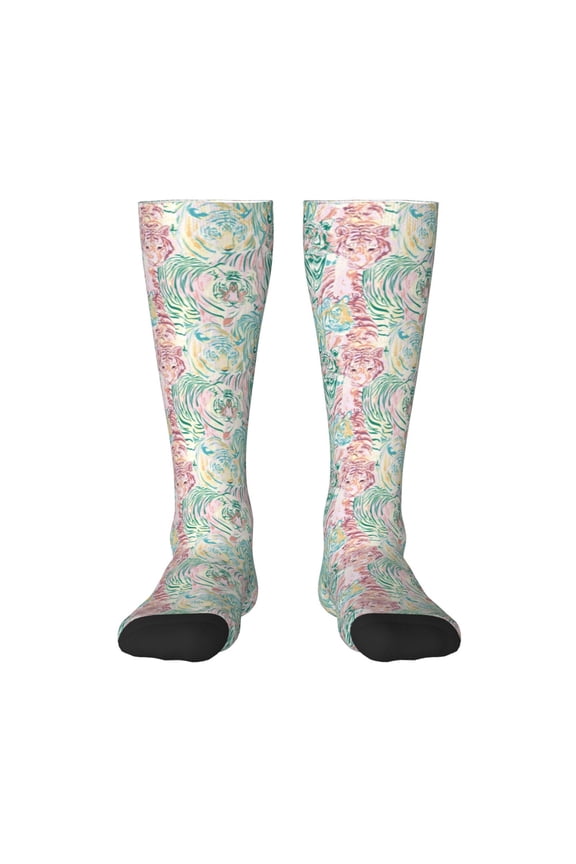 Watercolor Tiger Print Adult Stockings,Crew Socks,Unisex Fashion Socks, Casual Sports Socks,Comfortable Crew Socks for Everyday Wear and Sports