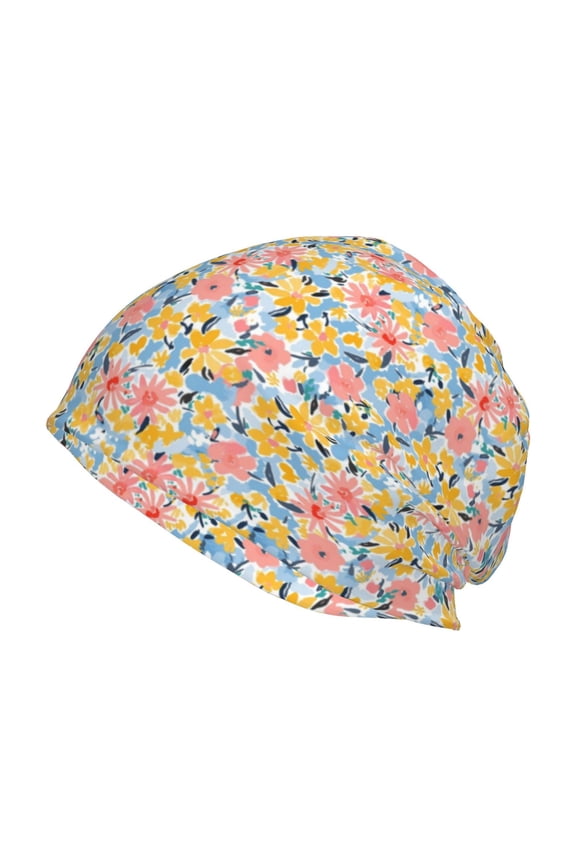 Watercolor Wildflowers Print Winter Beanie Hat for Men & Women,Warm Knit Cap,Women Windproof Watch Hat,Knit Warm Unisex Beanie