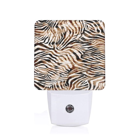 Fuzoiu Watercolor Zebra Print Dusk to Dawn LED Night Light with Light Sensor, Energy-Efficient Touch-Safe Night Lamp for Home, Office, and Kids' Rooms-US