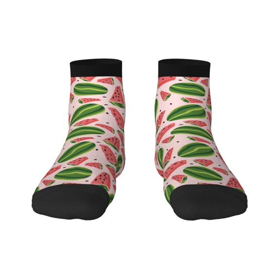 Fuzoiu Watermelon Print Adult Socks, Crew Moisture-wicking Socks, Unisex Cushion Crew Socks,Casual Sports Ankle Socks