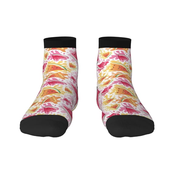 Fuzoiu Watermelon Print Adult Socks, Crew Moisture-wicking Socks, Unisex Cushion Crew Socks,Casual Sports Ankle Socks