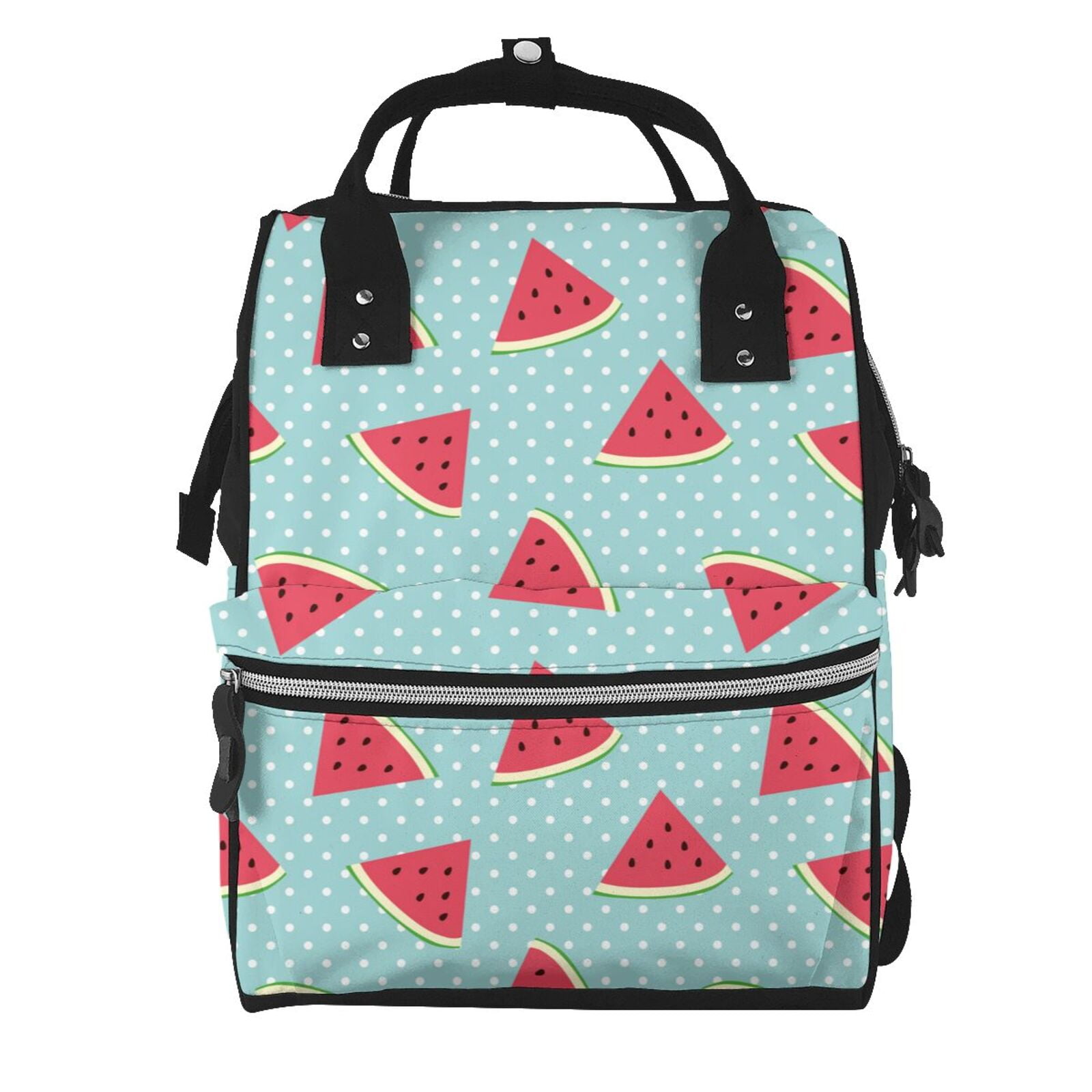 Fuzoiu Watermelon Print Diaper Bag Backpack,Baby Essentials Travel Tote,Multi function Waterproof Diaper Bag, Travel Essentials Baby Bag - Unisex