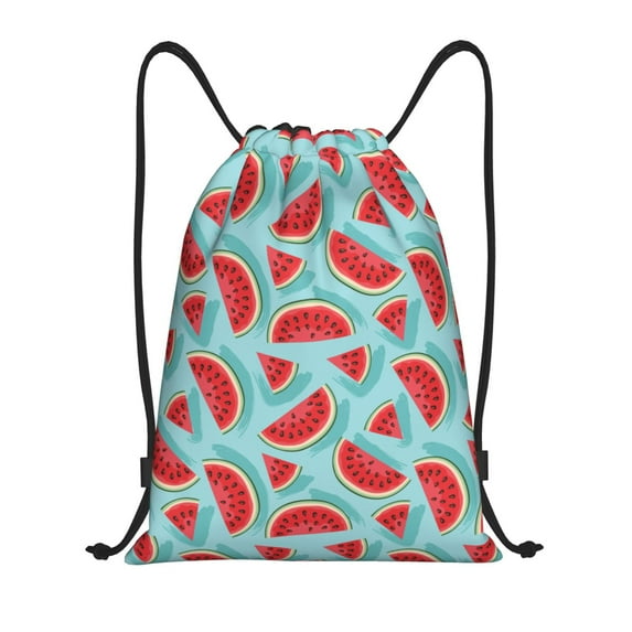 Fuzoiu Watermelon Print Drawstring Backpack for Gym, Travel, Yoga,Sports Sackpack String Bag for Women Men-Small