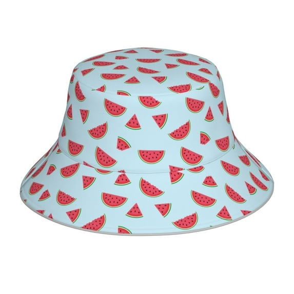 Fuzoiu Watermelon Print Reflective Bucket Hat,Outdoor Hat for Men and Women,Bucket Hat for Travel Fishing Hunting Summer Camp