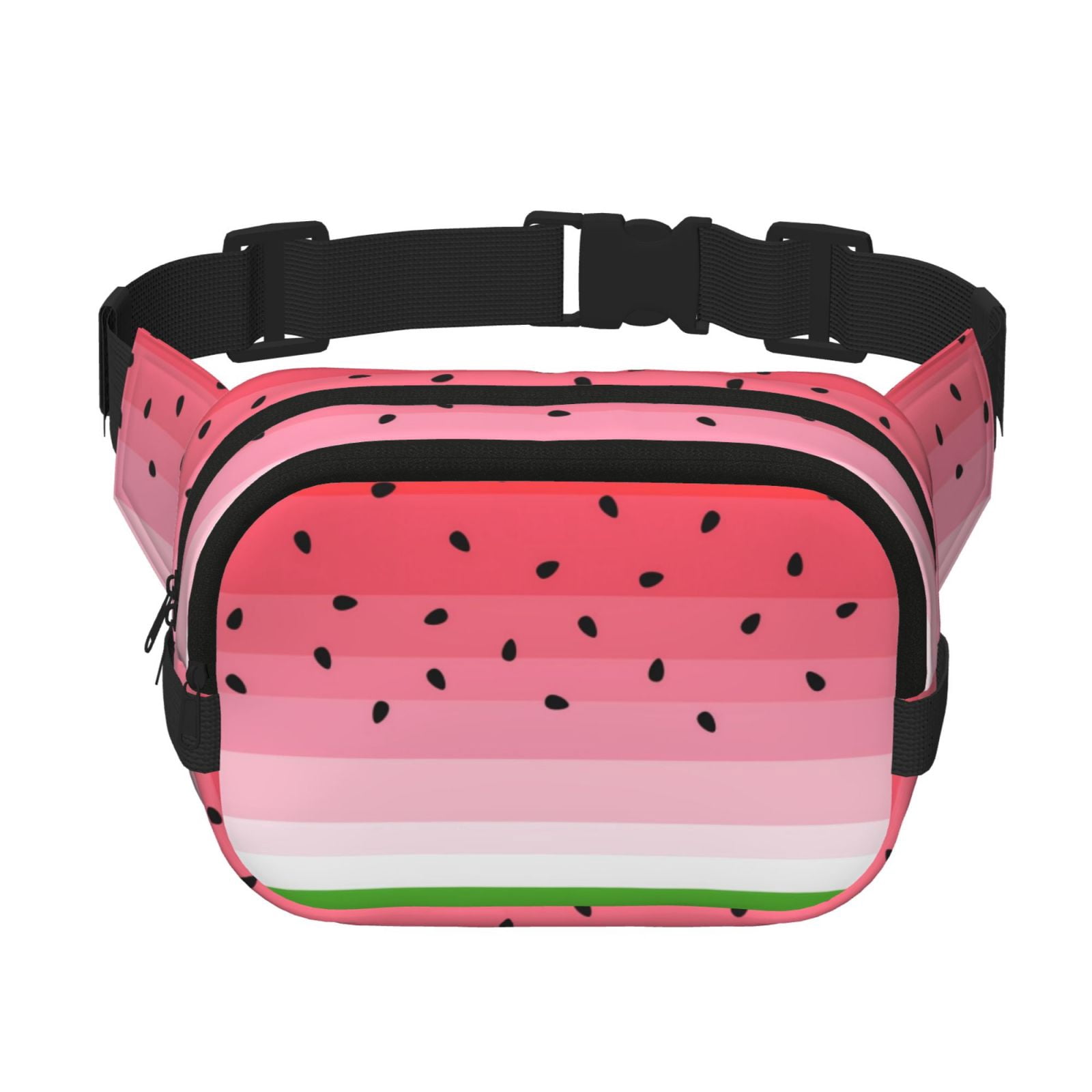 Fuzoiu Watermelon Print Unisex Square Double Layer Waist Bag,Crossbody Fanny Pack Travel Workout Accessory