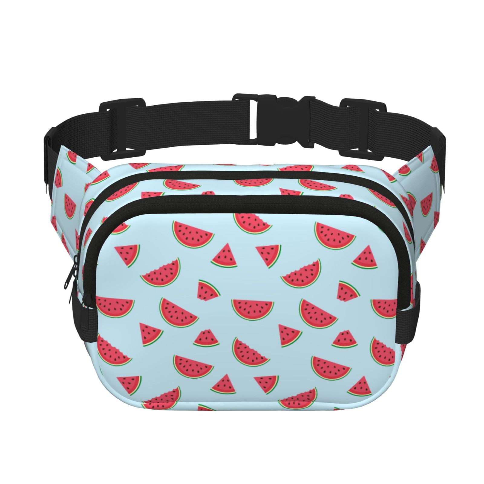 Fuzoiu Watermelon Print Unisex Square Double Layer Waist Bag,Crossbody Fanny Pack Travel Workout Accessory