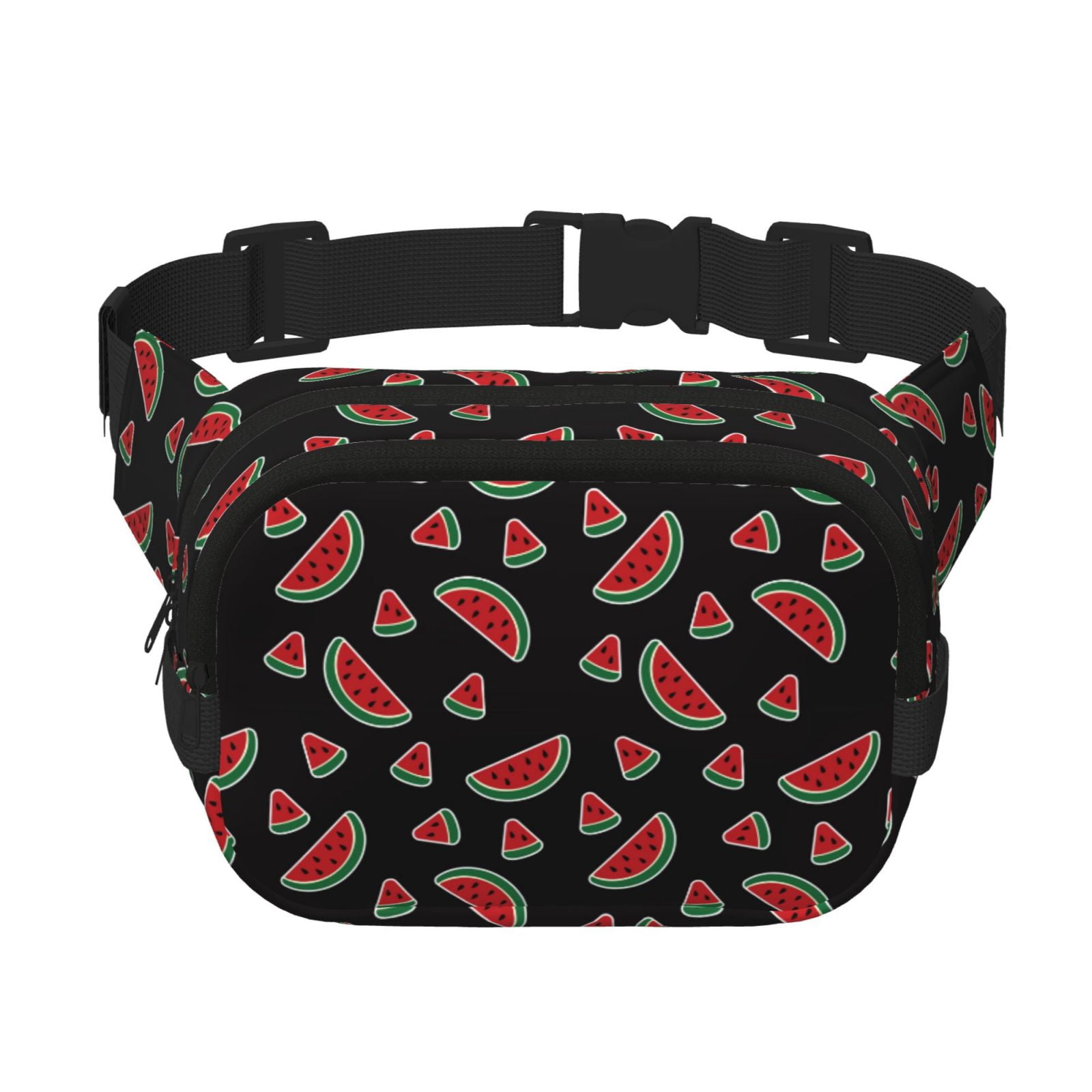 Fuzoiu Watermelon Print Unisex Square Double Layer Waist Bag,Crossbody Fanny Pack Travel Workout Accessory