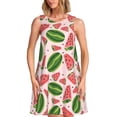 thumbnail image 1 of Fuzoiu Watermelon Print Women's Sleeveless Dress,Summer Dresses for Women,Casual Sundresses,Beach Sleeveless T-shirt Swing Dress with Pockets, 1 of 7