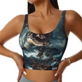 thumbnail image 1 of Fuzoiu Wave Sailboat Shark Print Women's Sports Vest,U-Back Sports Tank,Gym Vests,Athletic Sleeveless Shirts,Exercise Undershirts,Yoga, Gym, and Dance Wear-X-Large, 1 of 1