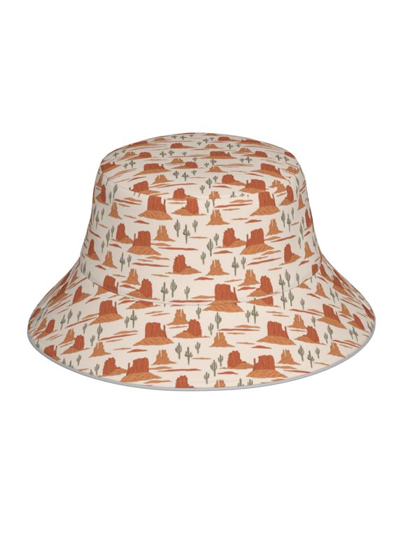 Western Desert Nature Landscape Print Reflective Bucket Hat,Outdoor Hat for Men and Women,Bucket Hat for Travel Fishing Hunting Summer Camp