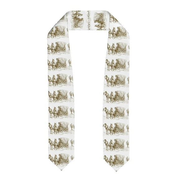 Fuzoiu Western Scenery With Old Wagon Print Graduation Sash,Graduation Stole,Unisex Adult Graduation Stole Shawl 91" Long,for Academic Commencements Shawl-Flattened
