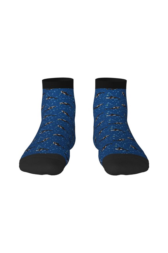 Whales Swim Print Adult Socks, Crew Moisture-wicking Socks, Unisex Cushion Crew Socks,Casual Sports Ankle Socks