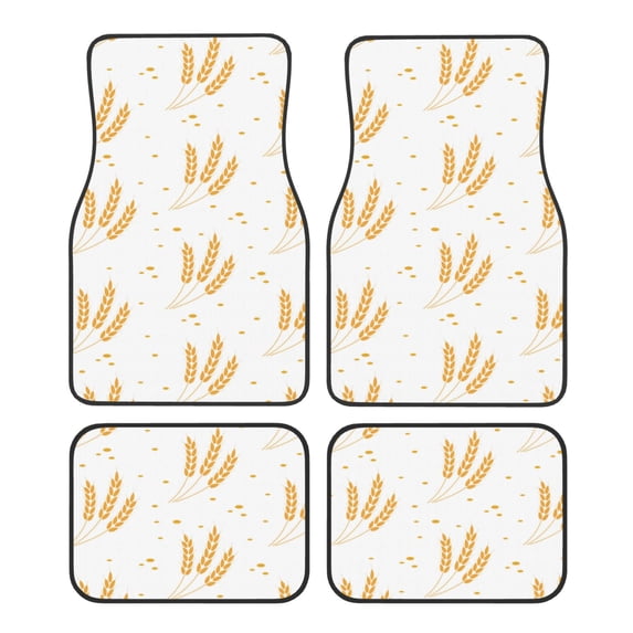 Fuzoiu Wheat Print Carpet Floor Mats for Car,Car Foot Mat Set,Universal Fit 4 Piece Mat Pad Set,Fits Most Cars Trucks Vans Sedans SUV Auto Carpet Mat Se