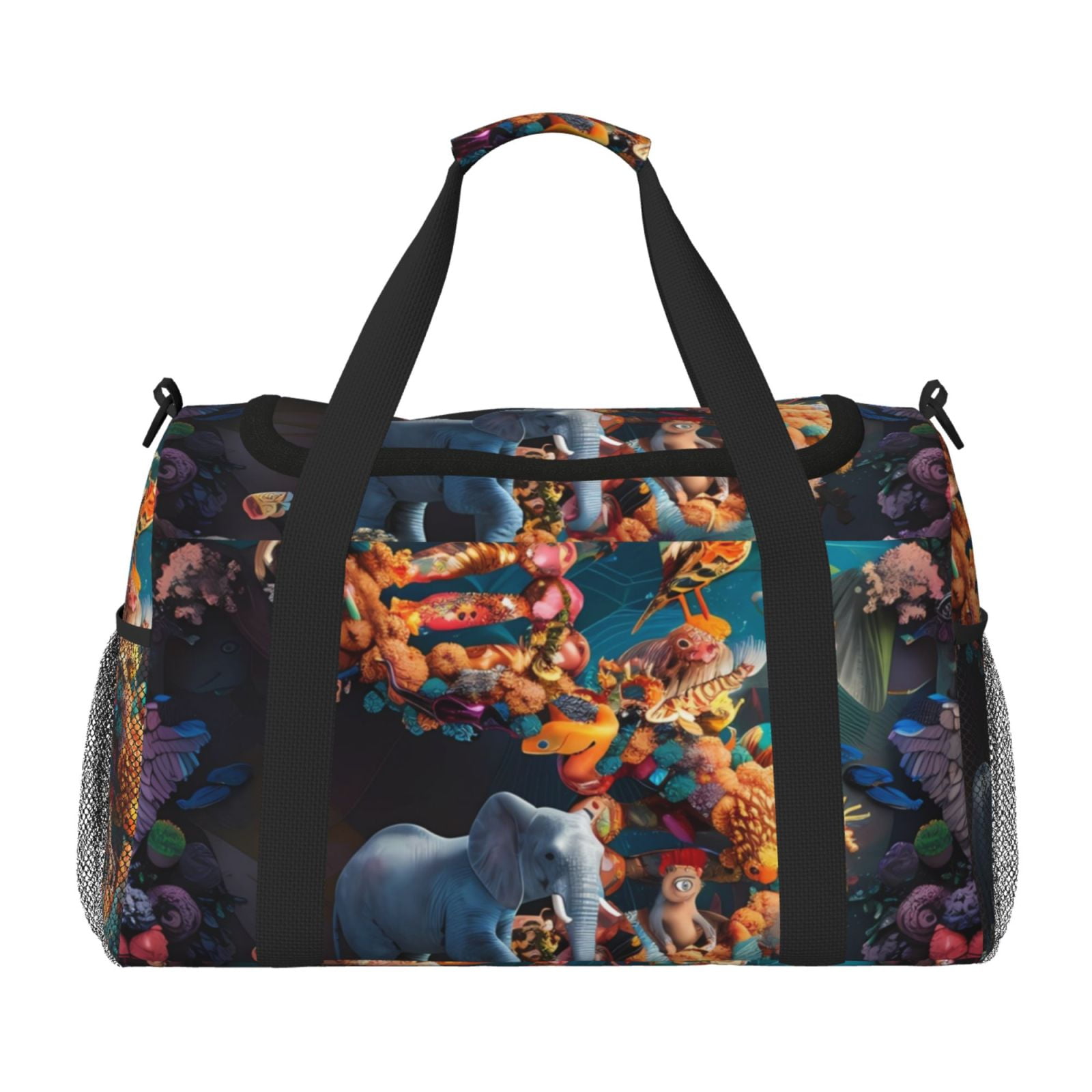 Fuzoiu Whimsical Animal Spiral Print Travel Duffle Bag,Carry On Tote Bags,Duffel Bag,Sport Gym Bag, Hospital Bag for Labor and Delivery, Overnight Bag,Luggage Bag