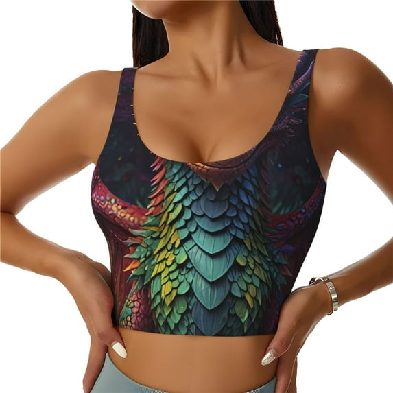 Fuzoiu Whimsical Dragon Color Cool Print Women's Sports Vest,U-Back Sports Tank,Gym Vests,Athletic Sleeveless Shirts,Exercise Undershirts,Yoga, Gym, and Dance Wear-XX-Large