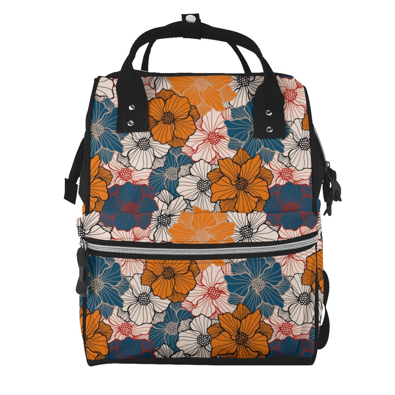 Fuzoiu Whimsical peony blossom Print Diaper Bag Backpack,Baby Essentials Travel Tote,Multi function Waterproof Diaper Bag, Travel Essentials Baby Bag - Unisex