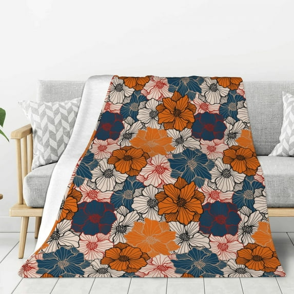 Fuzoiu Whimsical peony blossom Print Flannel Throw Blanket,Light Weight Warm Decorative,Throw Blanket Cover for Sofa, Couch, Bedroom,Travel-60"x50"