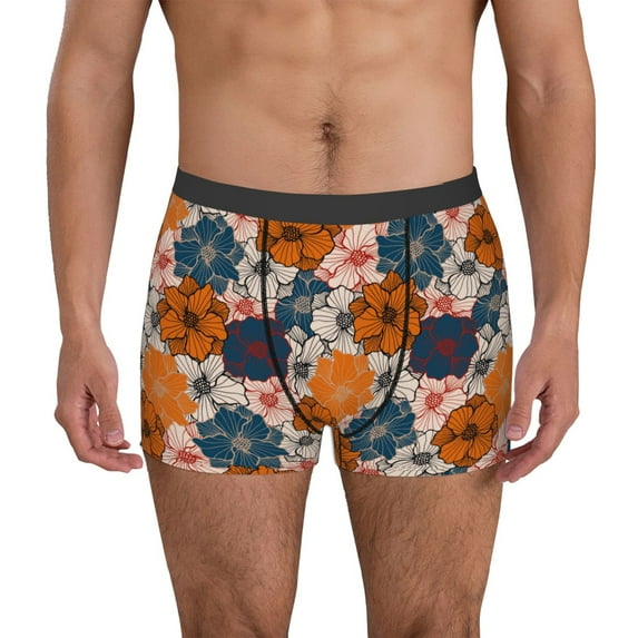 Fuzoiu Whimsical peony blossom Print Men's Ultra Breathable Underwear,No Riding Up Boxer Briefs with ComfortFlexible Waistband-Medium