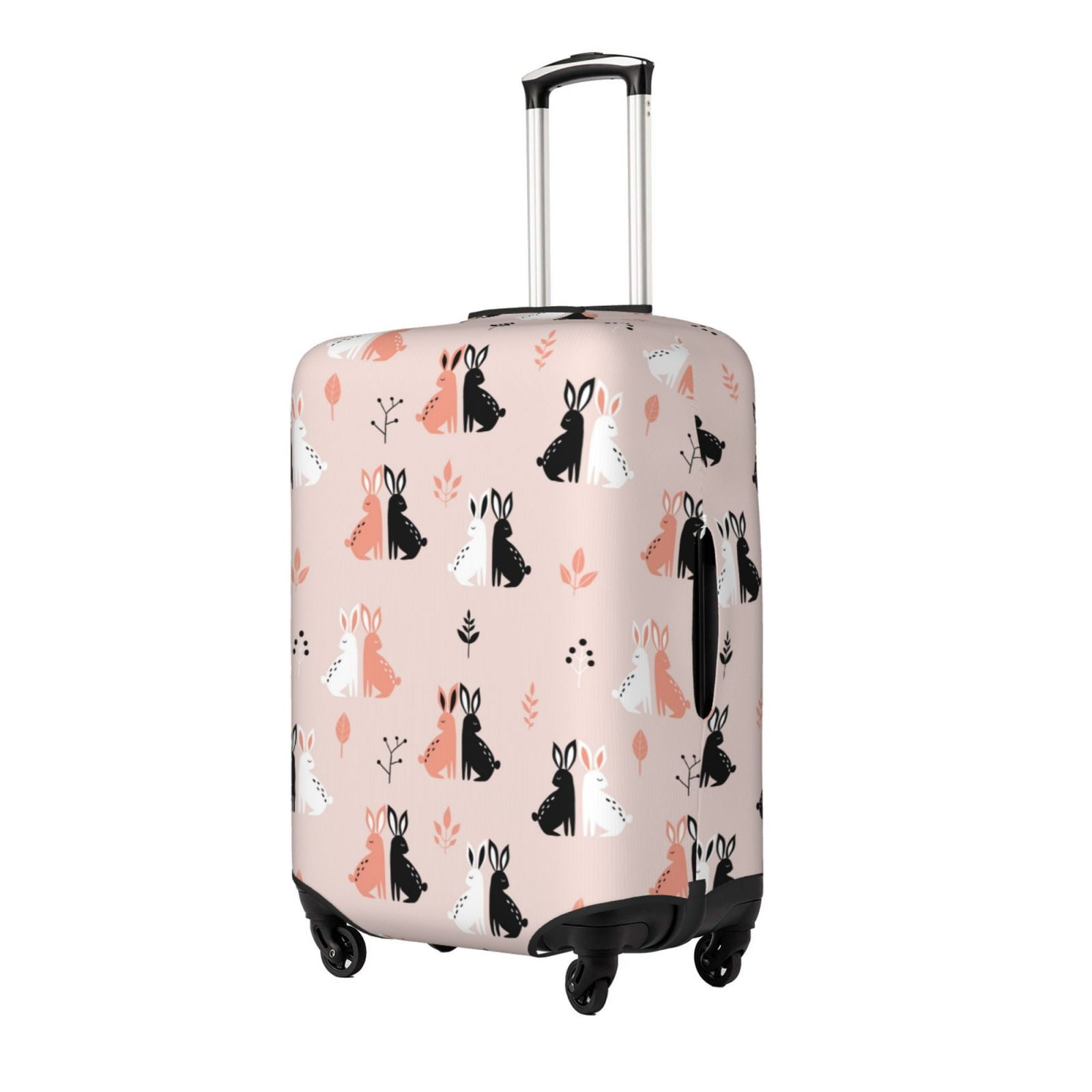Fuzoiu White And Black Rabbit Print Suitcase Cover,Washable Luggage ...