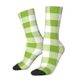 thumbnail image 1 of Fuzoiu White Green Plaid Print Athletic Crew Socks for Men & Women,Casual Crew Socks,Above Ankle Crew Socks for Business, Casual, 1 of 6