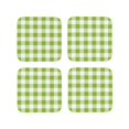 thumbnail image 1 of Fuzoiu White Green Plaid Print Leather Coasters Set,Drink Coasters Set of 4,for Tabletop Protection, Durable PVC Coasters,Home Décor and Housewarming Gift-Square, 1 of 6