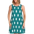 thumbnail image 1 of Fuzoiu White Polka Dots With Teal Background Print Women's Sleeveless Dress,Summer Dresses for Women,Casual Sundresses,Beach Sleeveless T-shirt Swing Dress with Pockets, 1 of 7