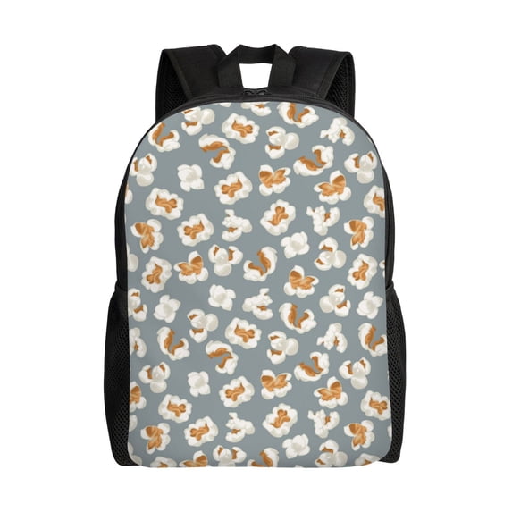 Fuzoiu White Popcorn Print Laptop Backpack,Work Business Backpacks, Large Capacity Nurse Bag College Bookbag for School, Waterproof Casual Daypack for Travel