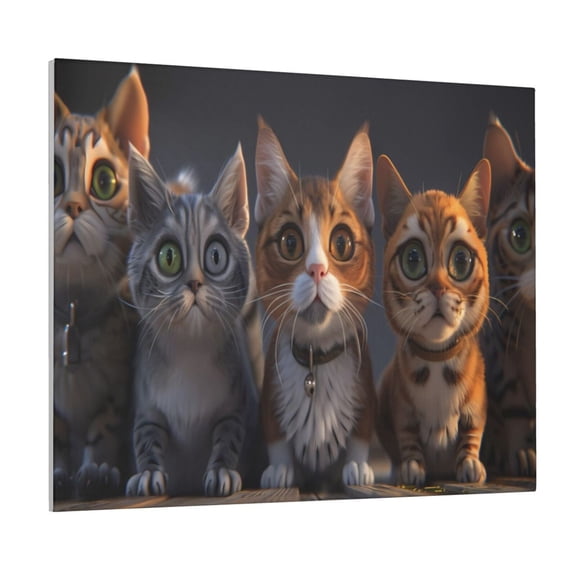 Fuzoiu Wide Eyed Cartoon Cats Print Canvas Wall Art for Bathrooms,Wall Decor for Bedroom,Framed Artwork for Wall,Modern Wall Decorations Prints Picture for Kitchen Home