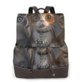 thumbnail image 1 of Fuzoiu Wide Eyed Cartoon Cats Print Women's Leather Backpack,Backpack in Leather with Adjustable Strap,College Bookbag for School,Work Business Backpack, 1 of 4