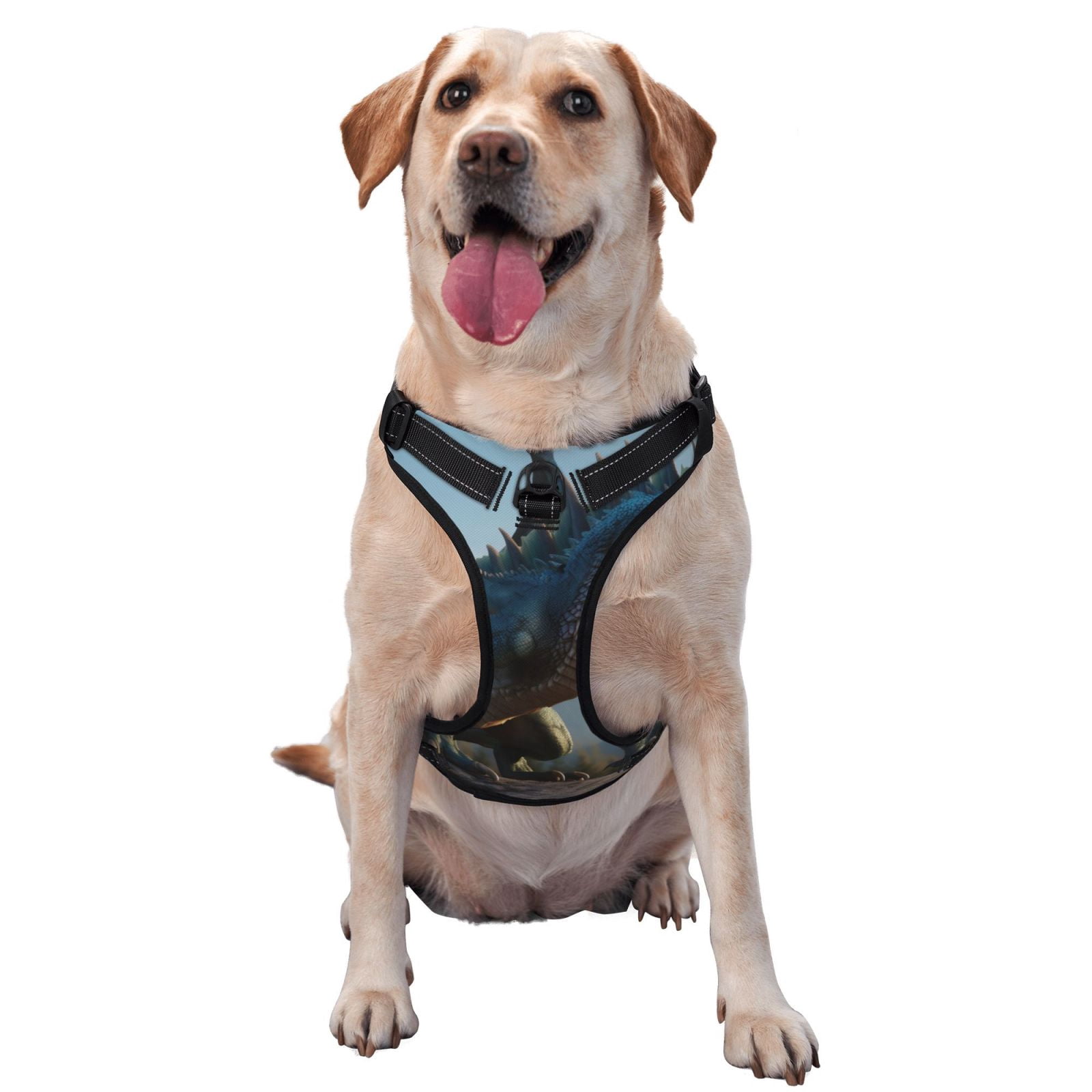 Fuzoiu Wild Blue Cool Dragon Print Reflective Dog Harness,Adjustable, Breathable Pet Vest,Dog Harness No Pull,No Choke Pet Vest for Small, Medium, and Large Dogs-Medium